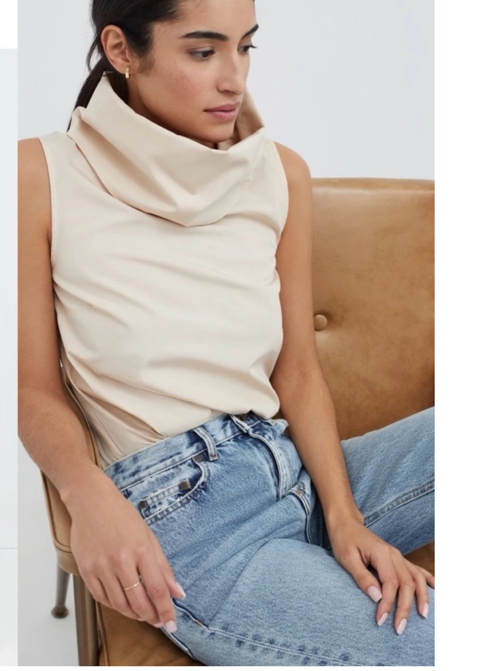 Marcella Marcy Sleeveless Turtleneck Top Sleek Structured